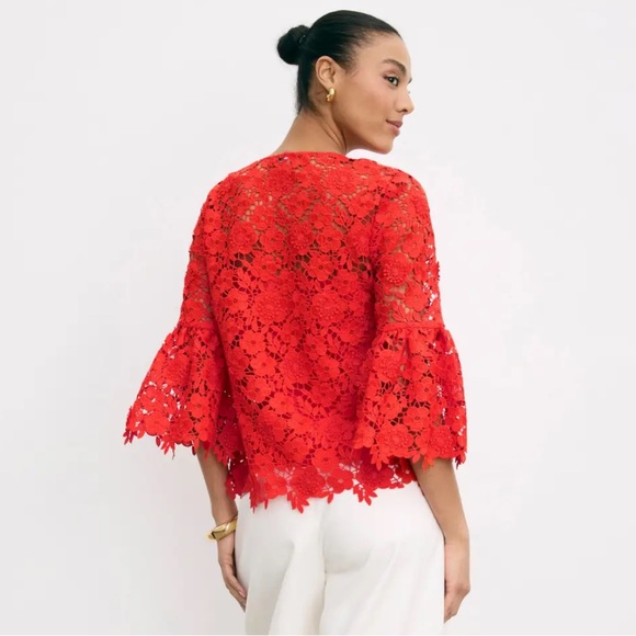 Boden Tops - Boden Red Lace Blouse with Cami & Bow